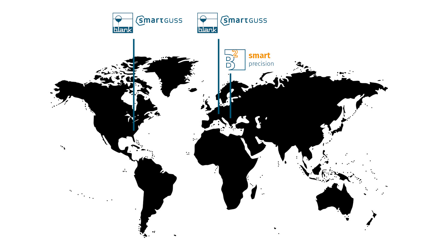 Locations and worldwide networking of FEINGUSS BLANK
