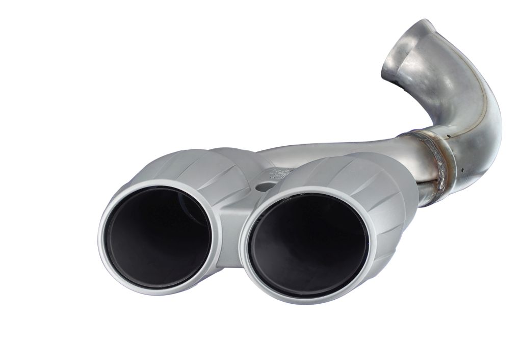 Assembled tailpipe orifice plate of an exhaust system made of cast aluminum investment FEINGUSS BLANK